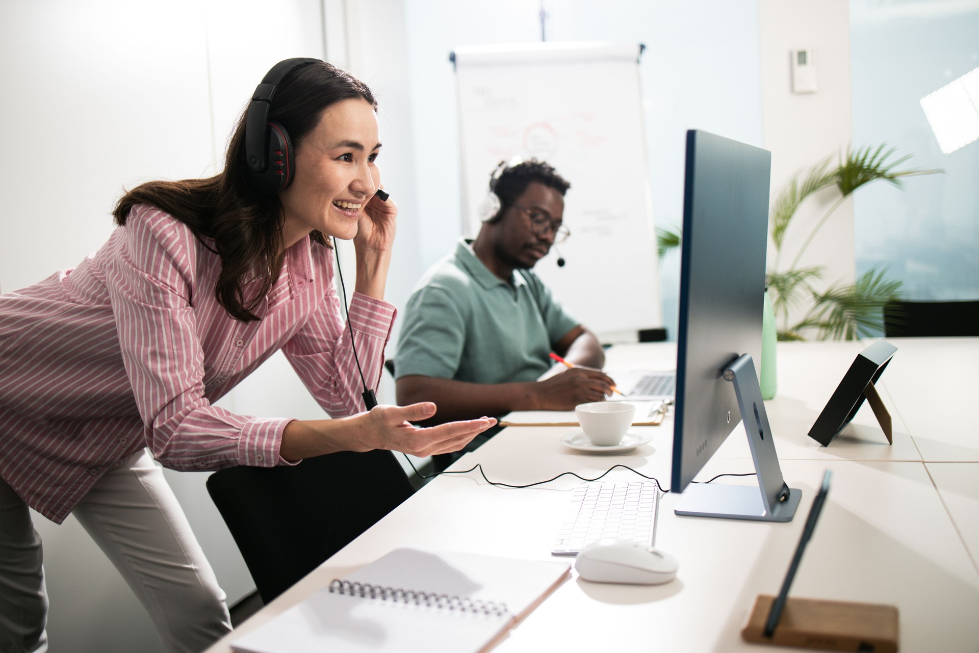 Asian businesswoman having an online meeting at her company